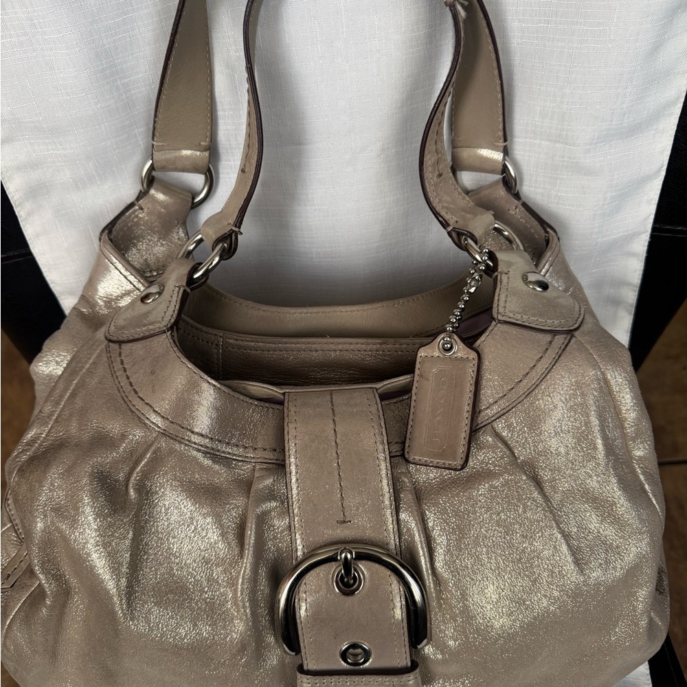 Metallic Vintage Coach Shoulder Bag